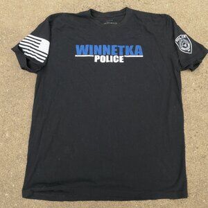 Grunt Style Winnetka Illinois Police USA Flag Mens Short Sleeve Black XL T-Shirt